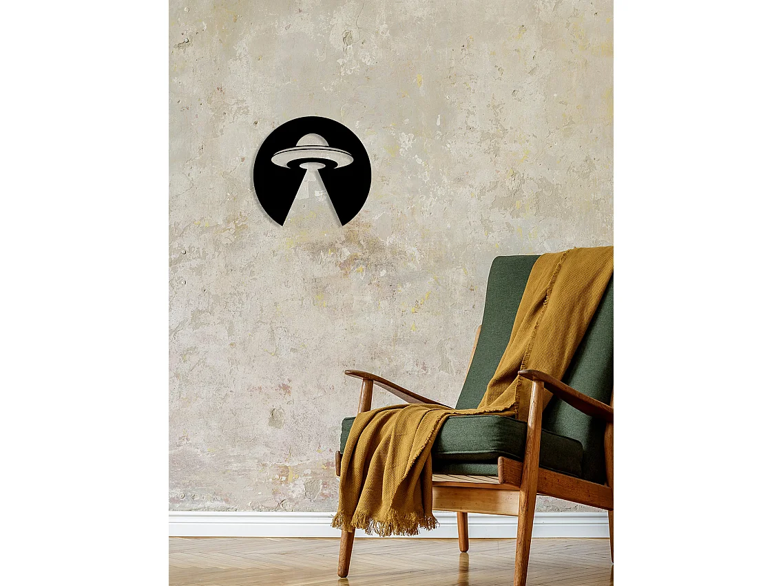 Décoration en Métal Aliens, Noir, 43x0,15x40 cm, EPIKASA