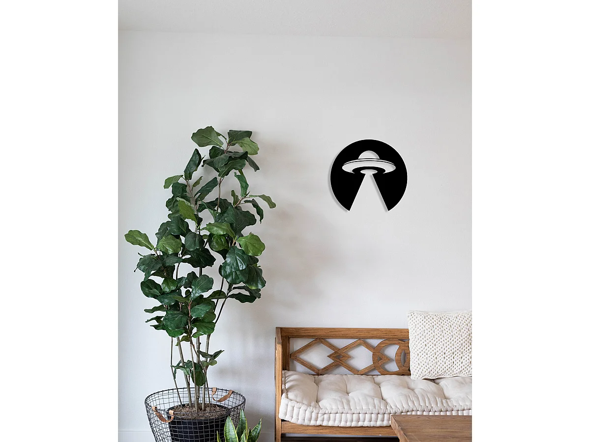 Décoration en Métal Aliens, Noir, 43x0,15x40 cm, EPIKASA