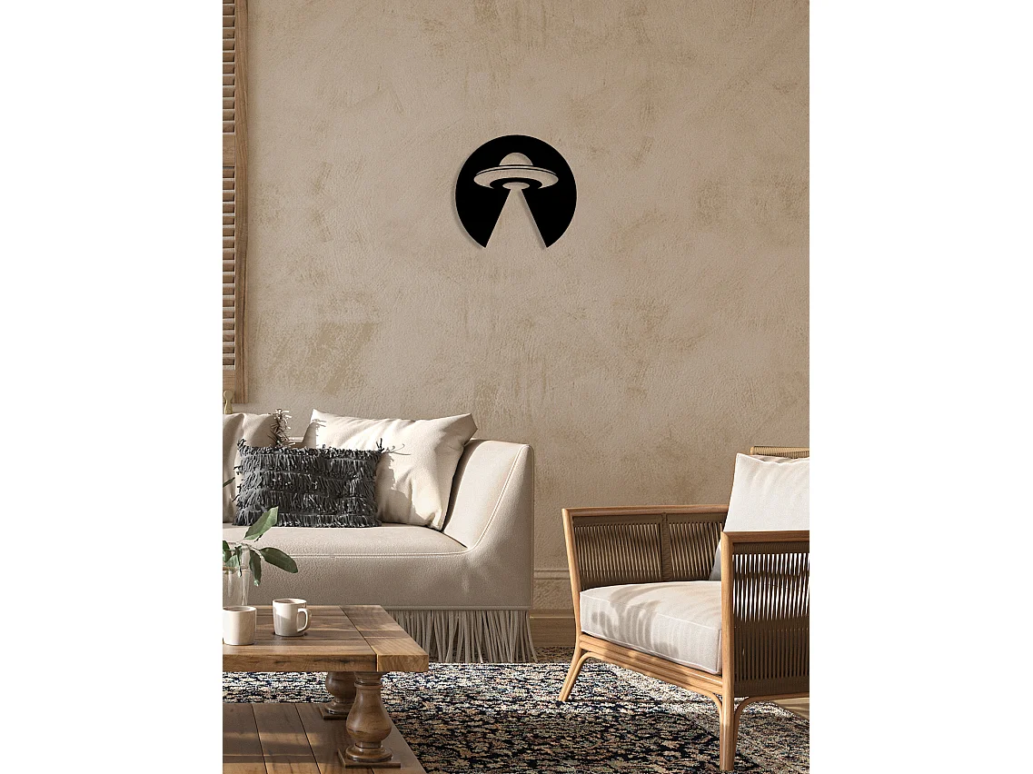 Décoration en Métal Aliens, Noir, 43x0,15x40 cm, EPIKASA