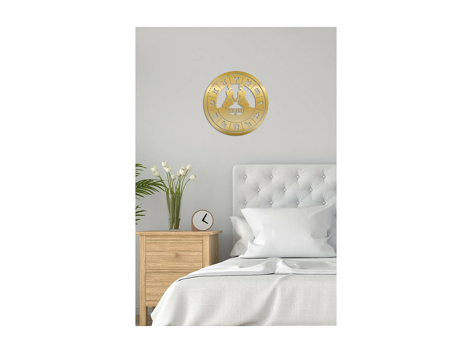 Décoration en Métal Horoscope Gémeaux 2, Or, 50x0,15x50 cm, EPIKASA