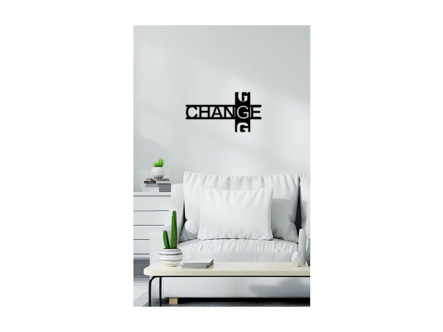 Decoração em Metal Change, Preto, 60x0,15x32 cm cm, EPIKASA