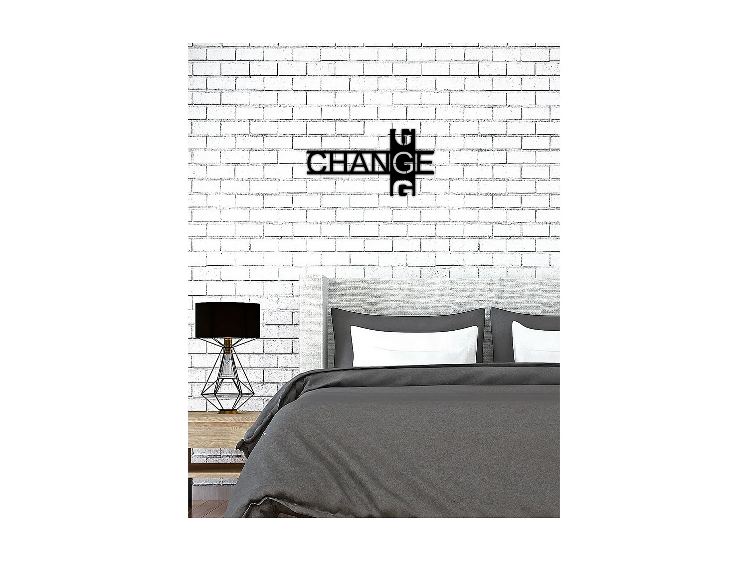 Decoração em Metal Change, Preto, 60x0,15x32 cm cm, EPIKASA