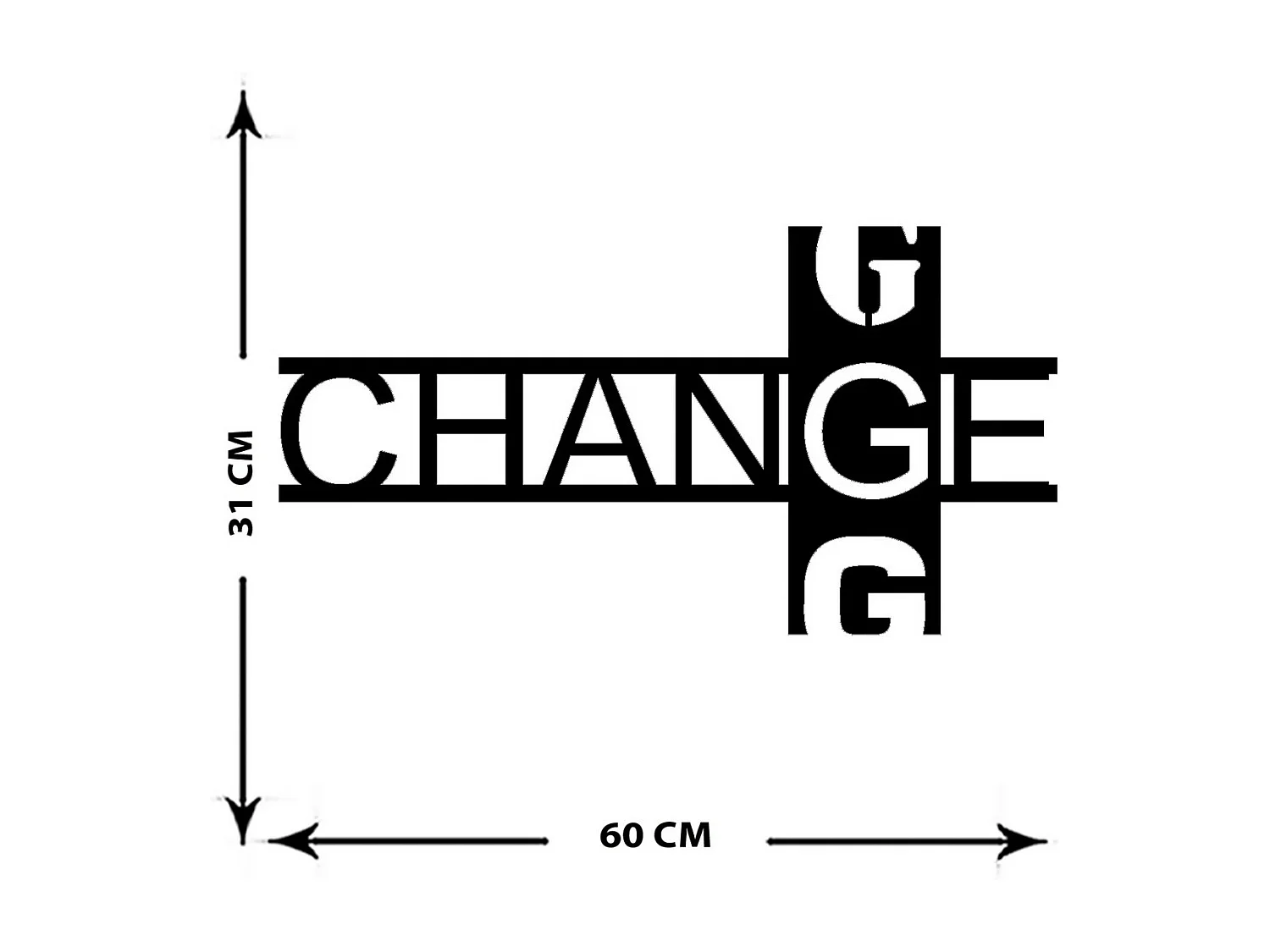 Decoração em Metal Change, Preto, 60x0,15x32 cm cm, EPIKASA