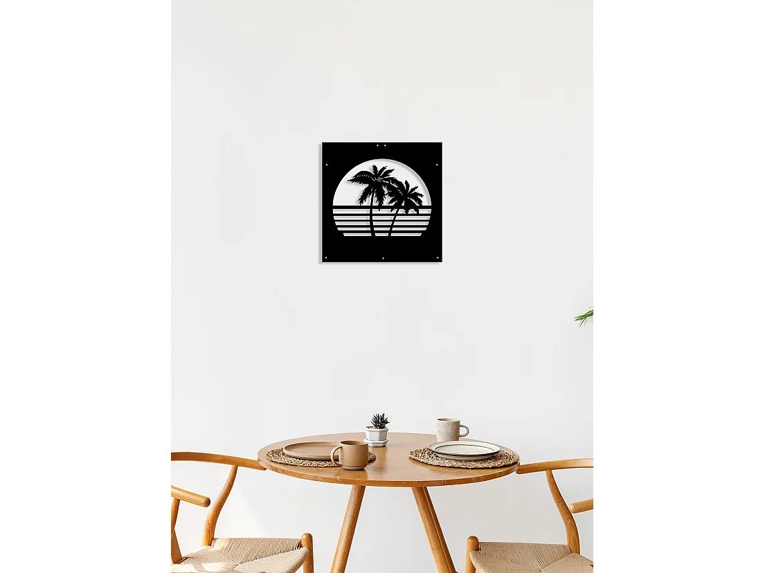 Decoração em Metal Palmeira 4, Preto, 40x0,15x40 cm cm, EPIKASA