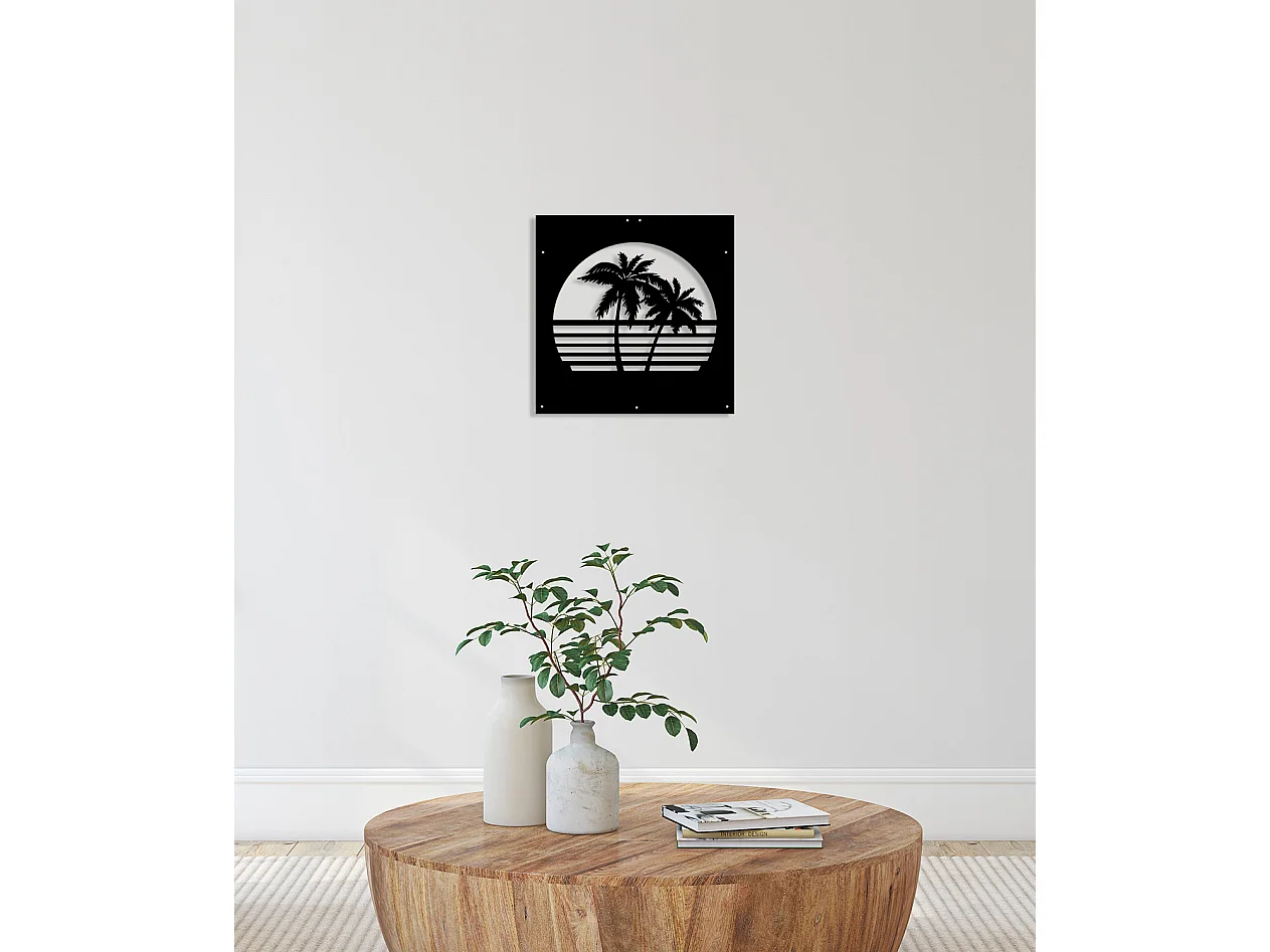 Decoração em Metal Palmeira 4, Preto, 40x0,15x40 cm cm, EPIKASA