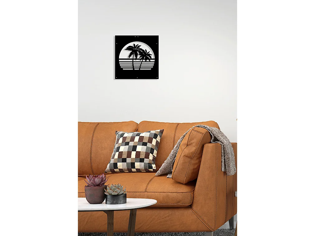 Decoração em Metal Palmeira 4, Preto, 40x0,15x40 cm cm, EPIKASA