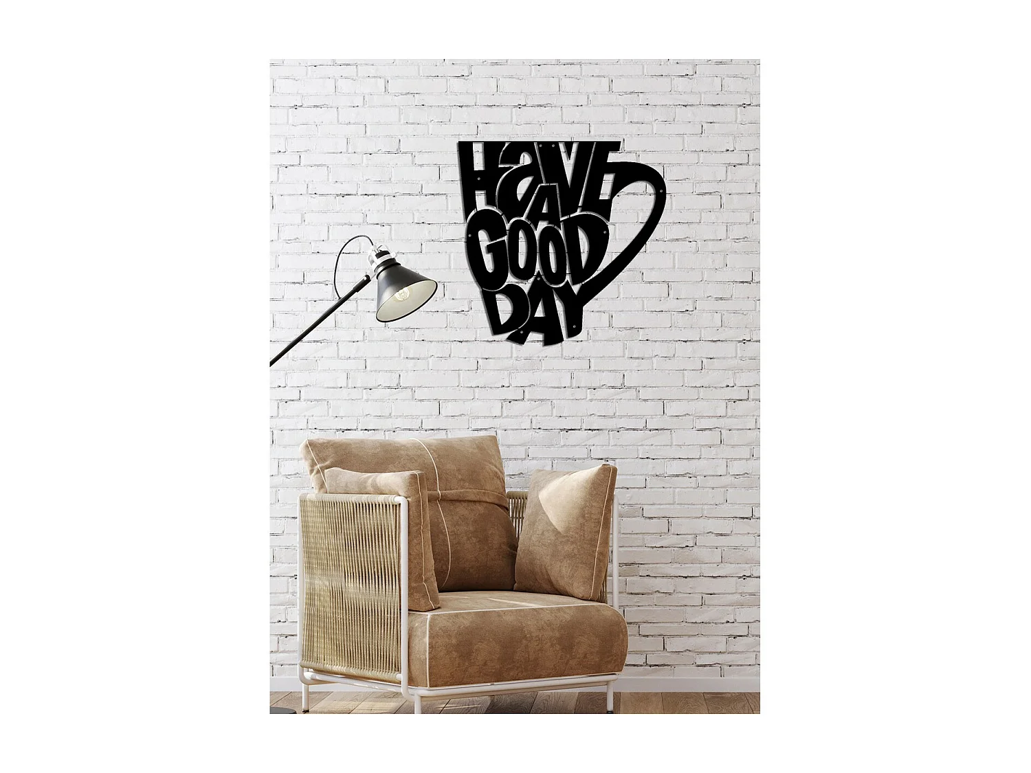 Dekoracja Metalowa Dobry Dzień, Czarny, 41x0,15x40 cm cm, EPIKASA