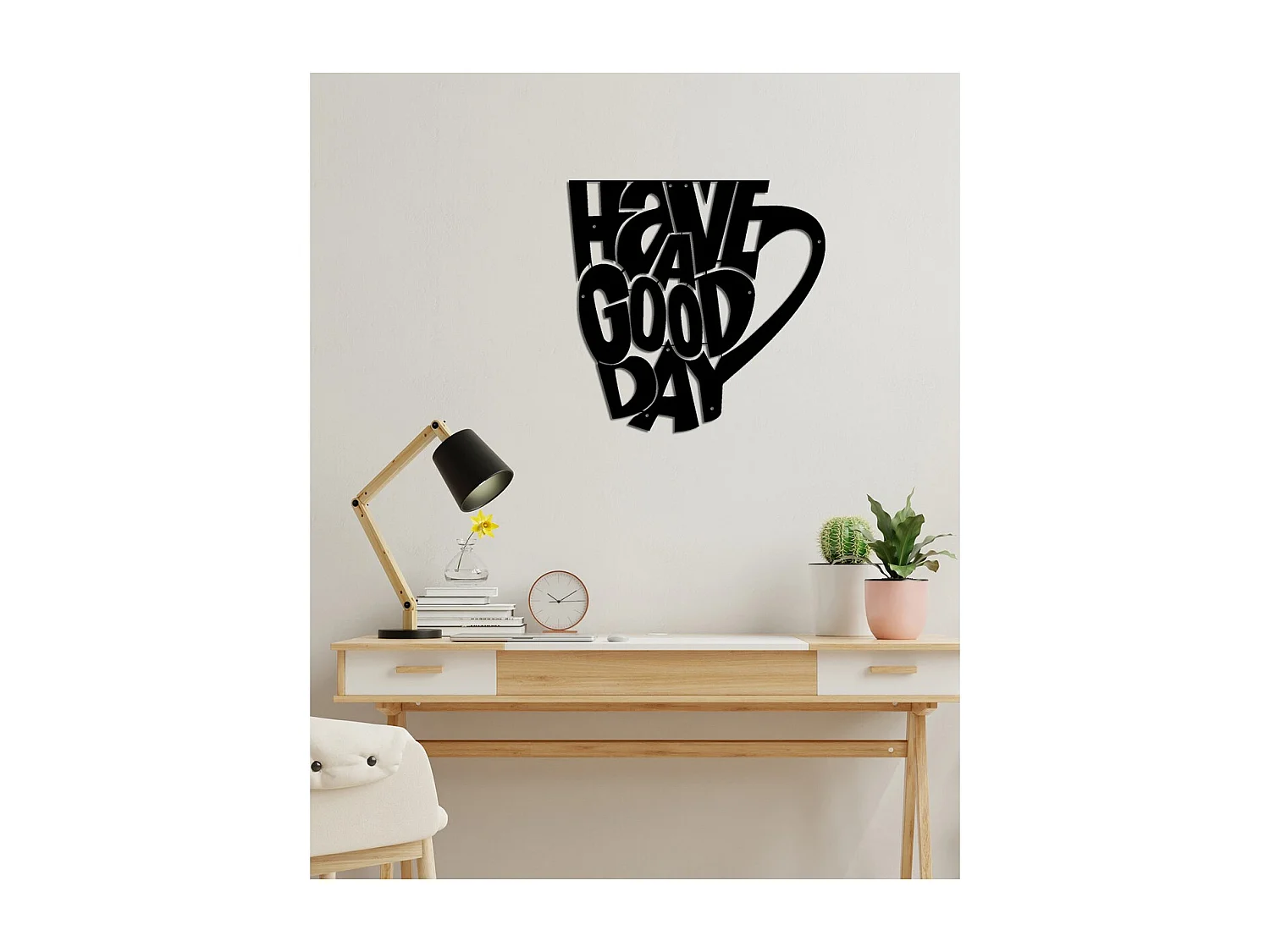 Dekoracja Metalowa Dobry Dzień, Czarny, 41x0,15x40 cm cm, EPIKASA