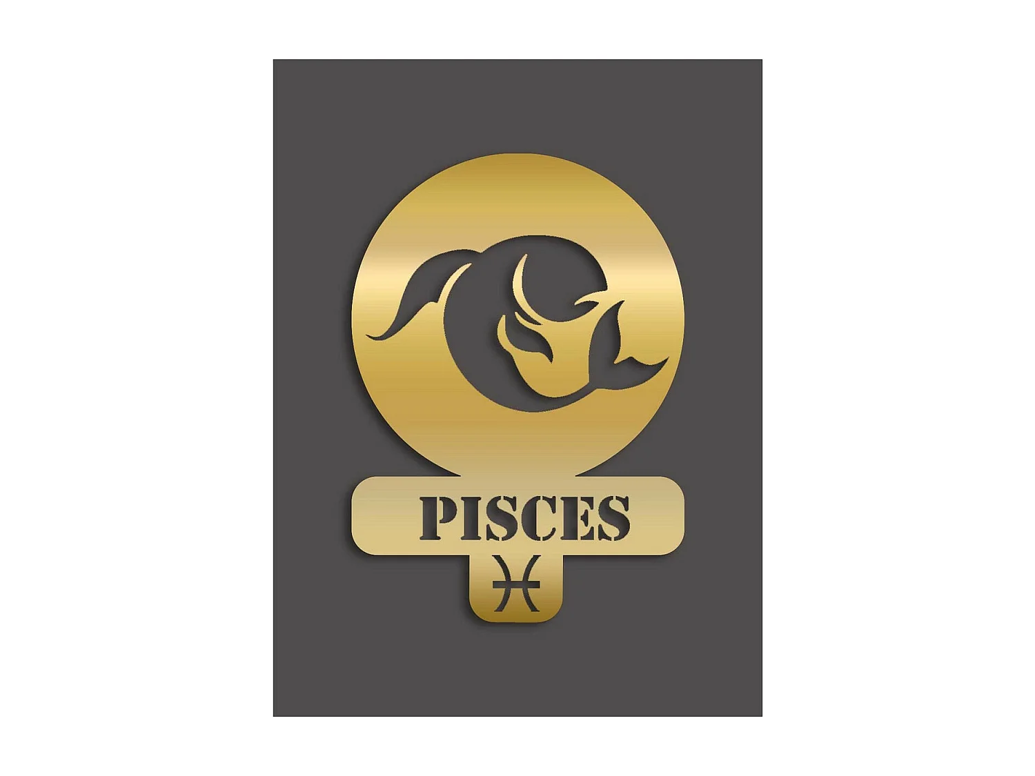 Decoração em Metal Horóscopo 5 para Peixes, Ouro, 36x0,15x50 cm, EPIKASA