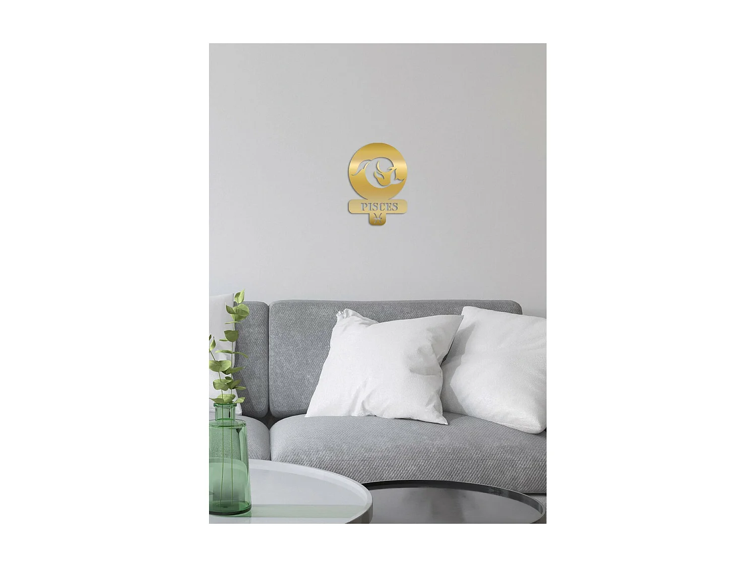 Decoração em Metal Horóscopo 5 para Peixes, Ouro, 36x0,15x50 cm, EPIKASA
