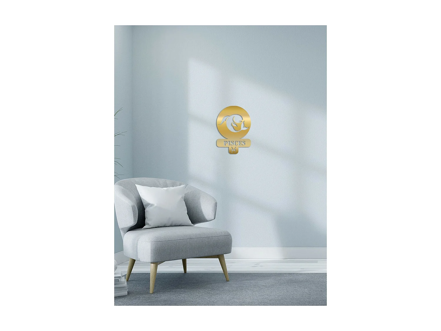 Decoração em Metal Horóscopo 5 para Peixes, Ouro, 36x0,15x50 cm, EPIKASA