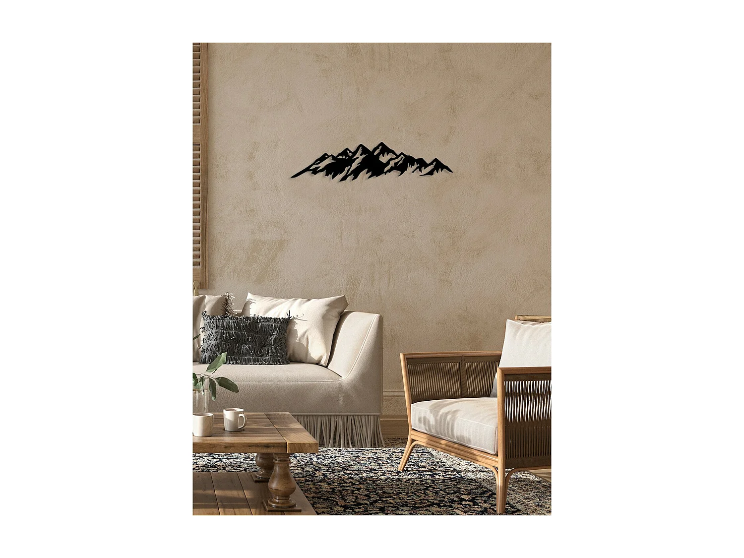 Decoración de Metal Montaña 11, Negro, 101x0,15x25 cm, EPIKASA