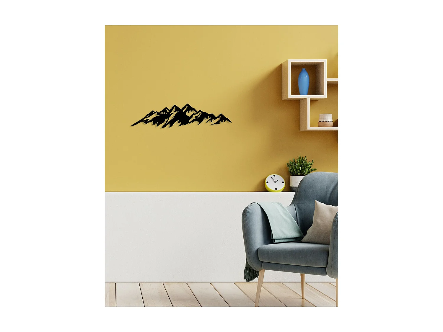 Decoración de Metal Montaña 11, Negro, 101x0,15x25 cm, EPIKASA