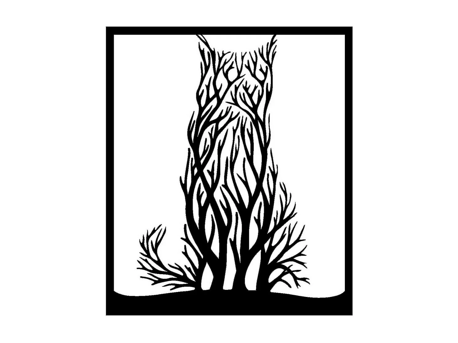 Decorazione in Metallo Gatto 47, Nero, 51x0,15x60 cm, EPIKASA