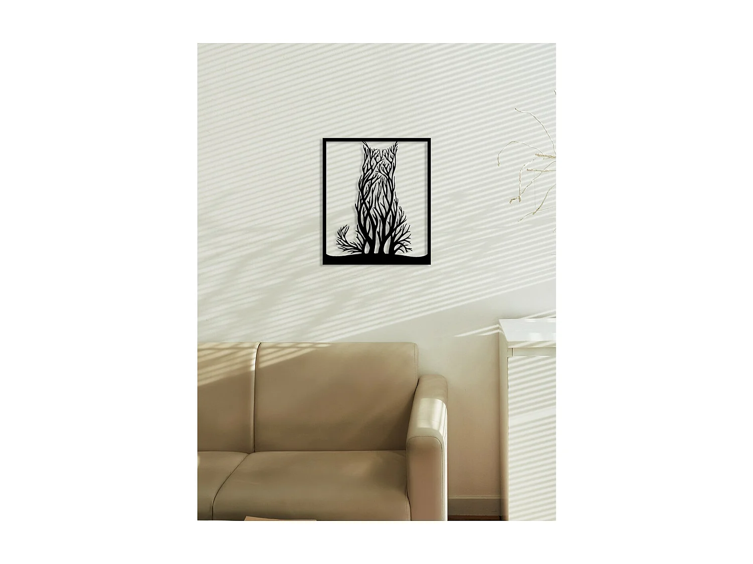 Decorazione in Metallo Gatto 47, Nero, 51x0,15x60 cm, EPIKASA