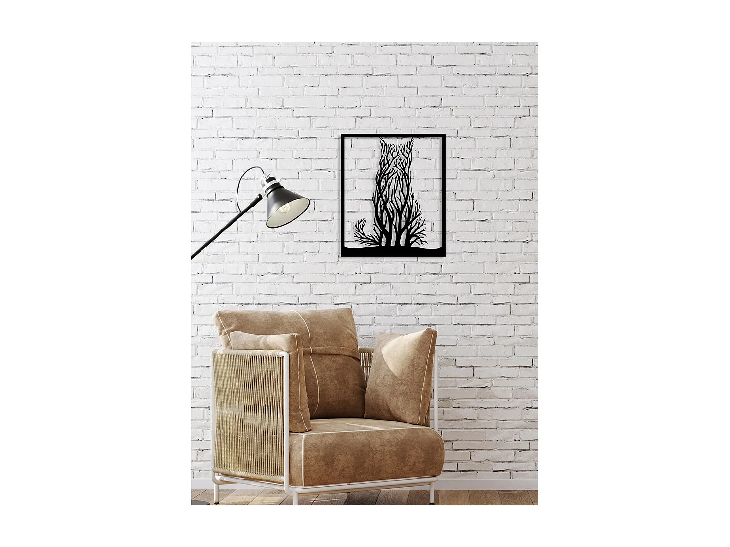 Decorazione in Metallo Gatto 47, Nero, 51x0,15x60 cm, EPIKASA