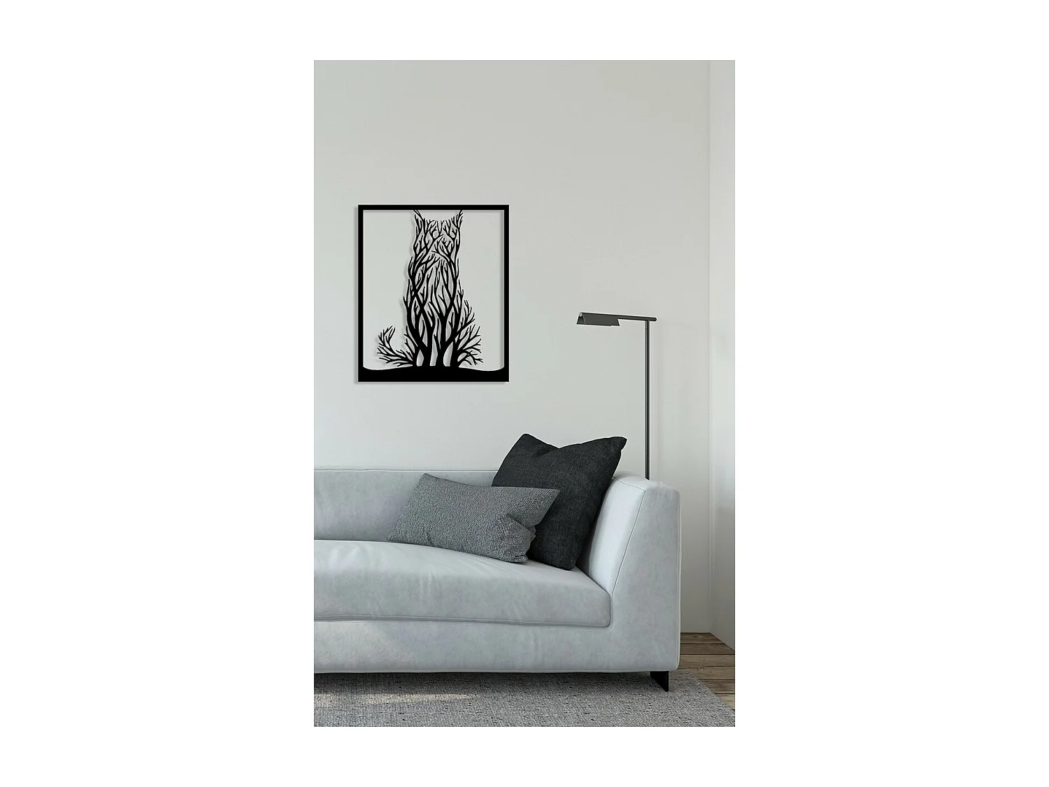 Decorazione in Metallo Gatto 47, Nero, 51x0,15x60 cm, EPIKASA