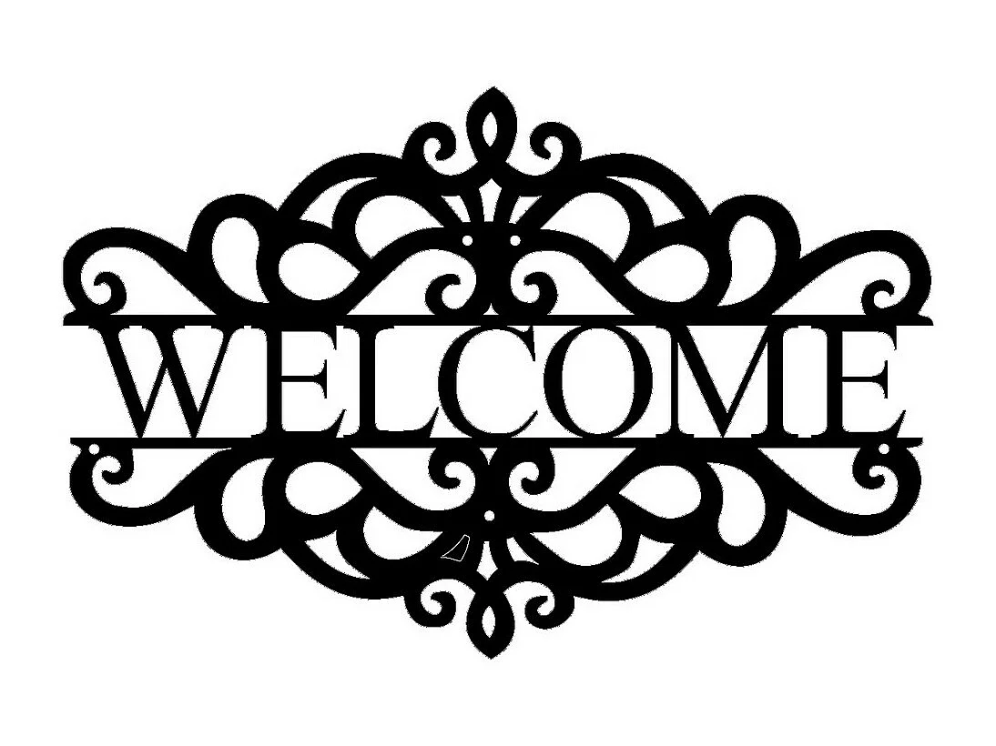 Metalen Decoratie Welcome 6, Zwart, 46x0,15x30 cm cm, EPIKASA