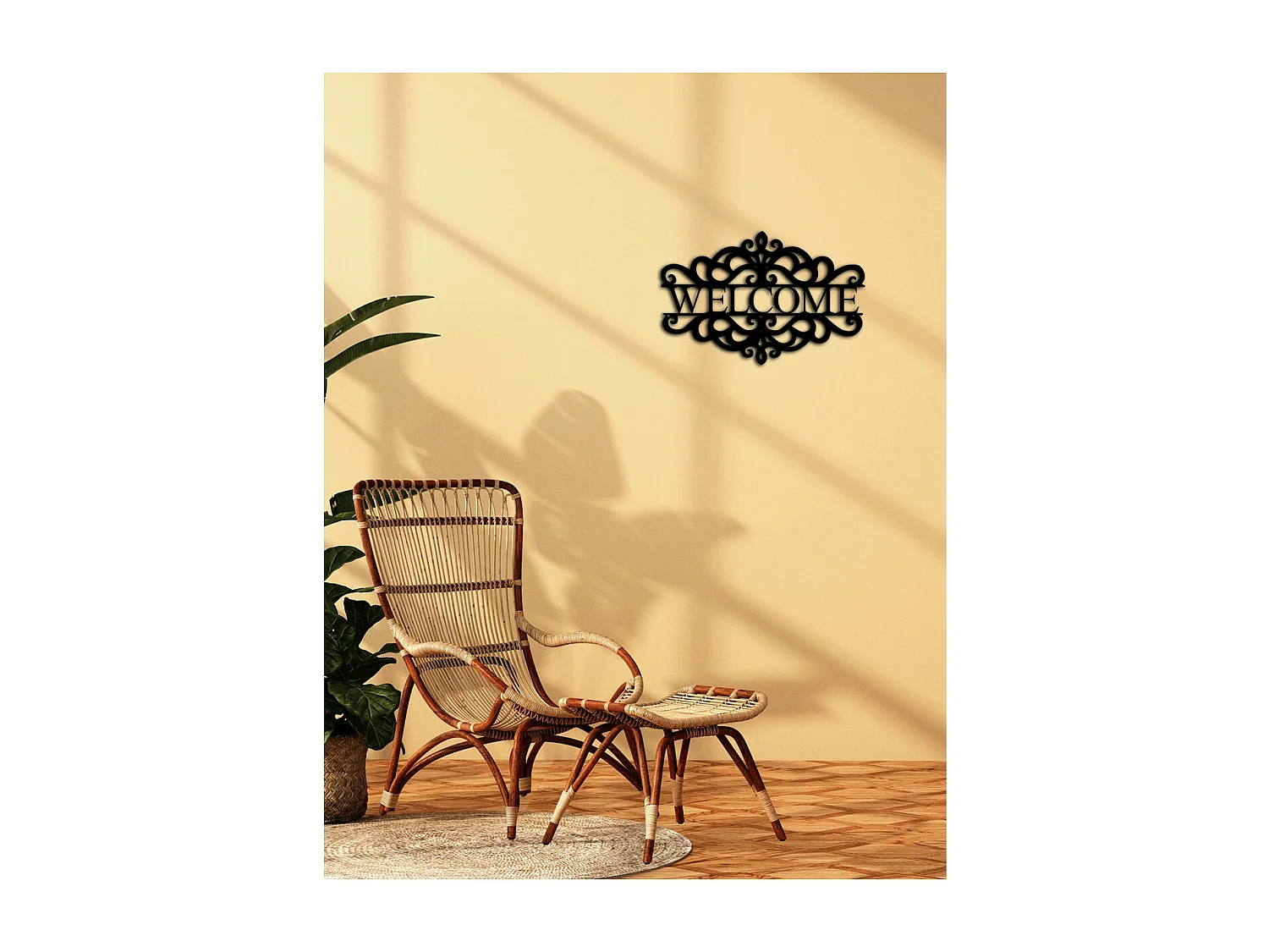 Metalen Decoratie Welcome 6, Zwart, 46x0,15x30 cm cm, EPIKASA