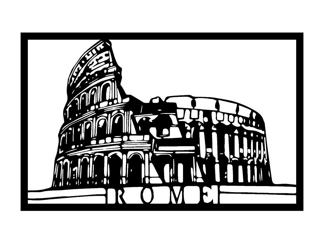 Décoration en Métal Roma 2, Noir, 85x0,15x54 cm, EPIKASA