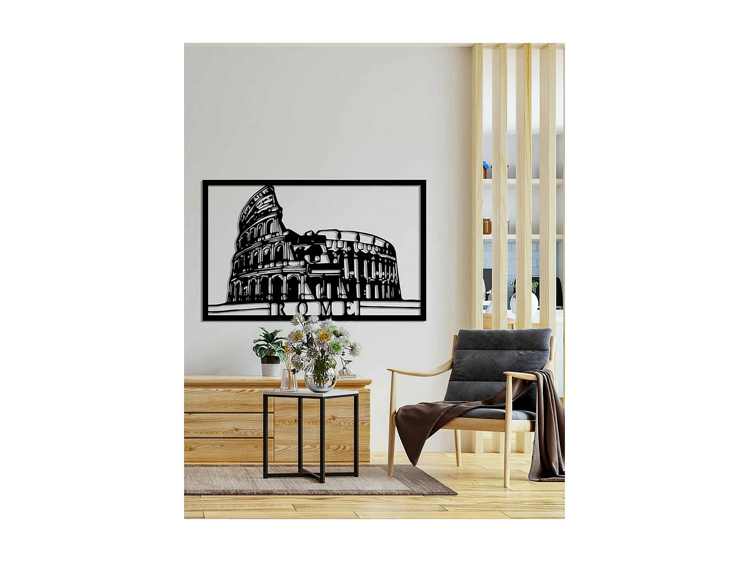 Décoration en Métal Roma 2, Noir, 85x0,15x54 cm, EPIKASA