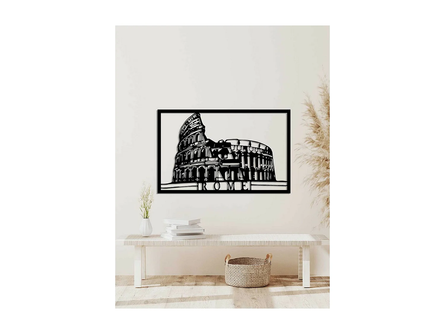 Décoration en Métal Roma 2, Noir, 85x0,15x54 cm, EPIKASA