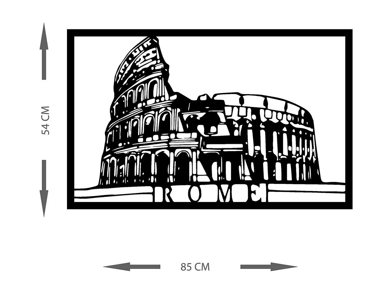 Décoration en Métal Roma 2, Noir, 85x0,15x54 cm, EPIKASA