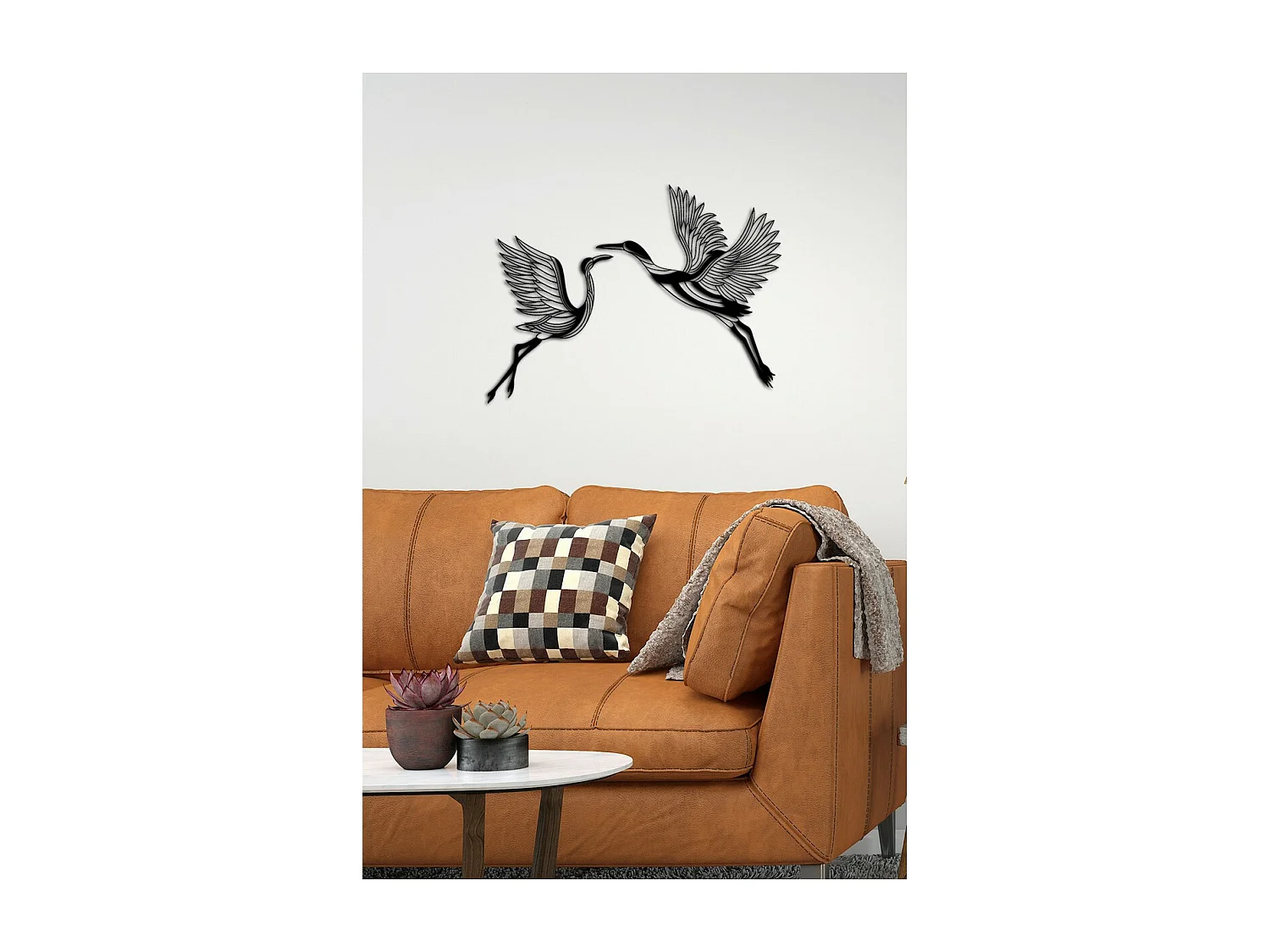 Metalen Decoratie Vogels 8, Zwart, 90x0,15x60 cm, EPIKASA