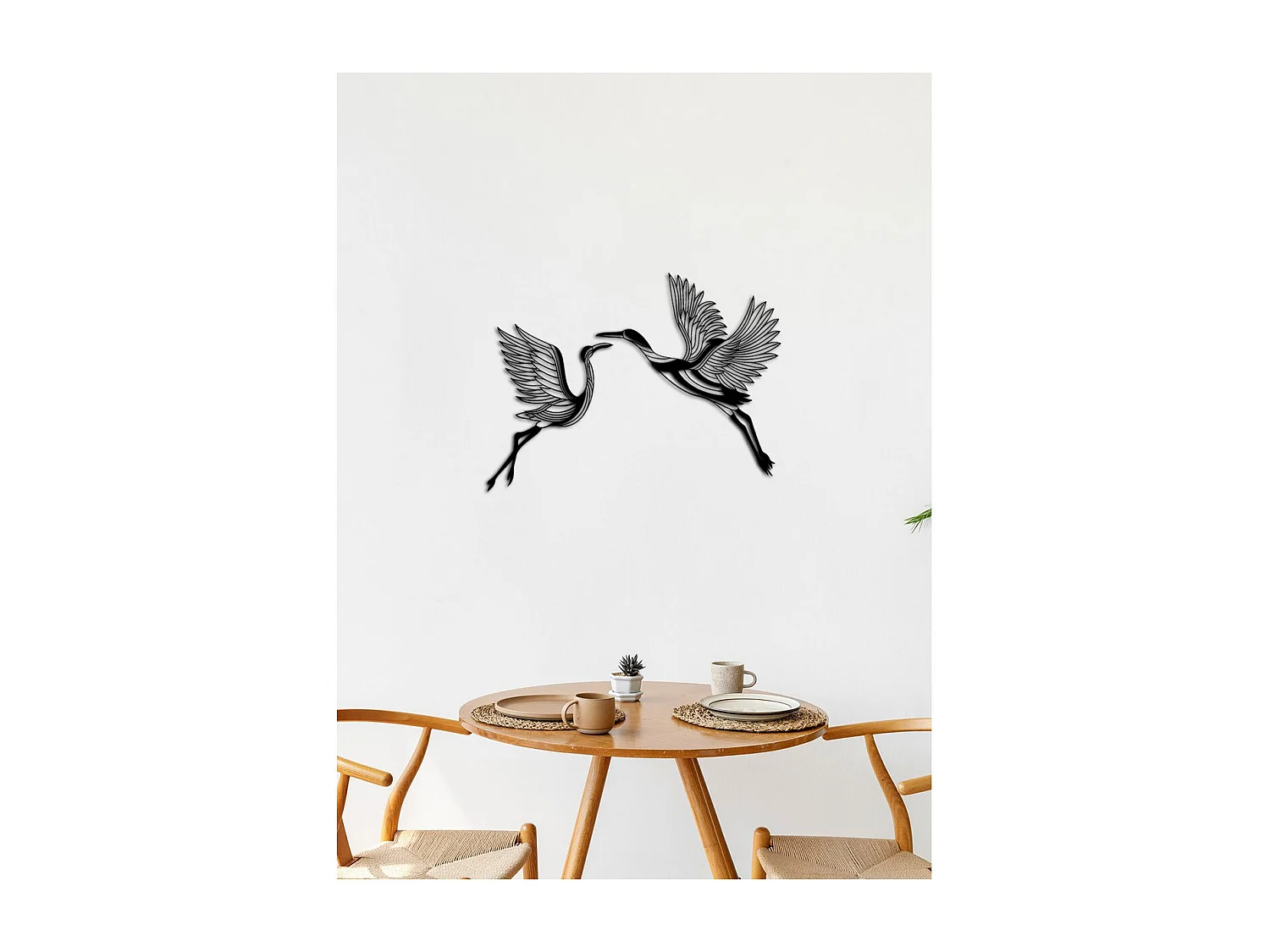 Metalen Decoratie Vogels 8, Zwart, 90x0,15x60 cm, EPIKASA
