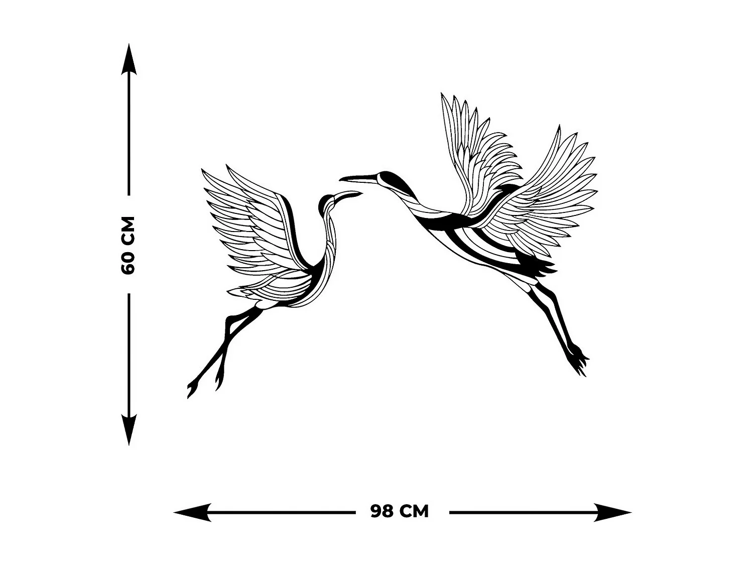 Metalen Decoratie Vogels 8, Zwart, 90x0,15x60 cm, EPIKASA