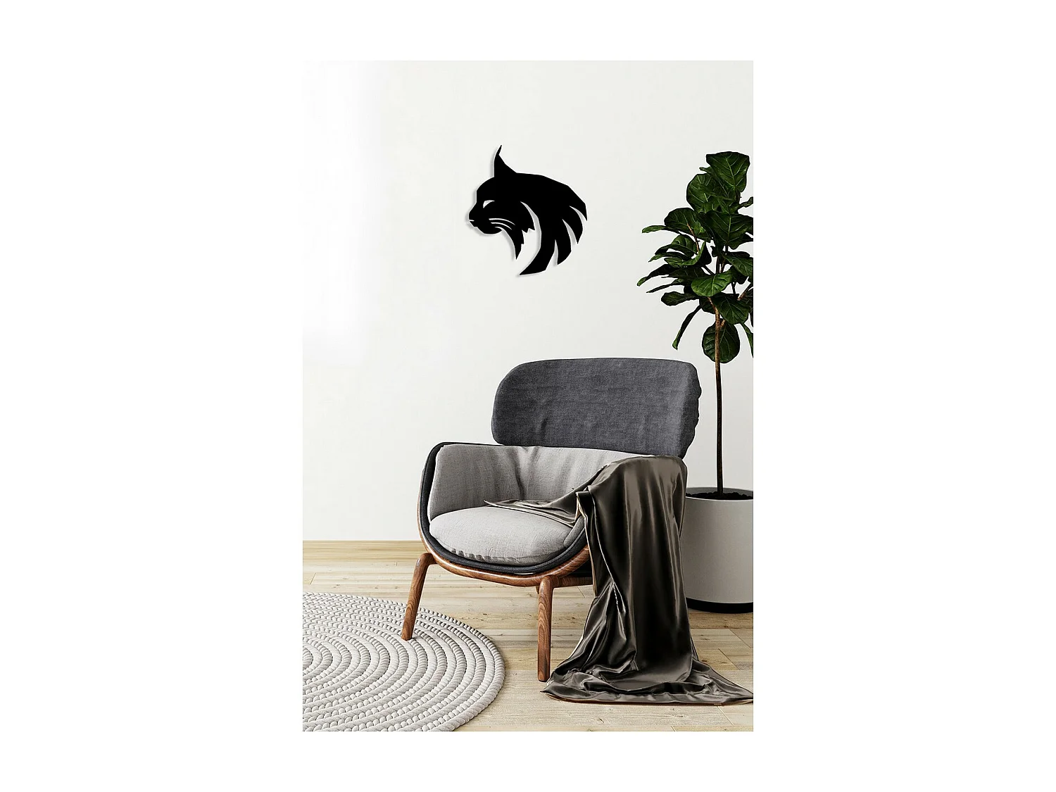 Dekoracja Metalowa Kot 145, Czarny, 37x0,15x40 cm, EPIKASA