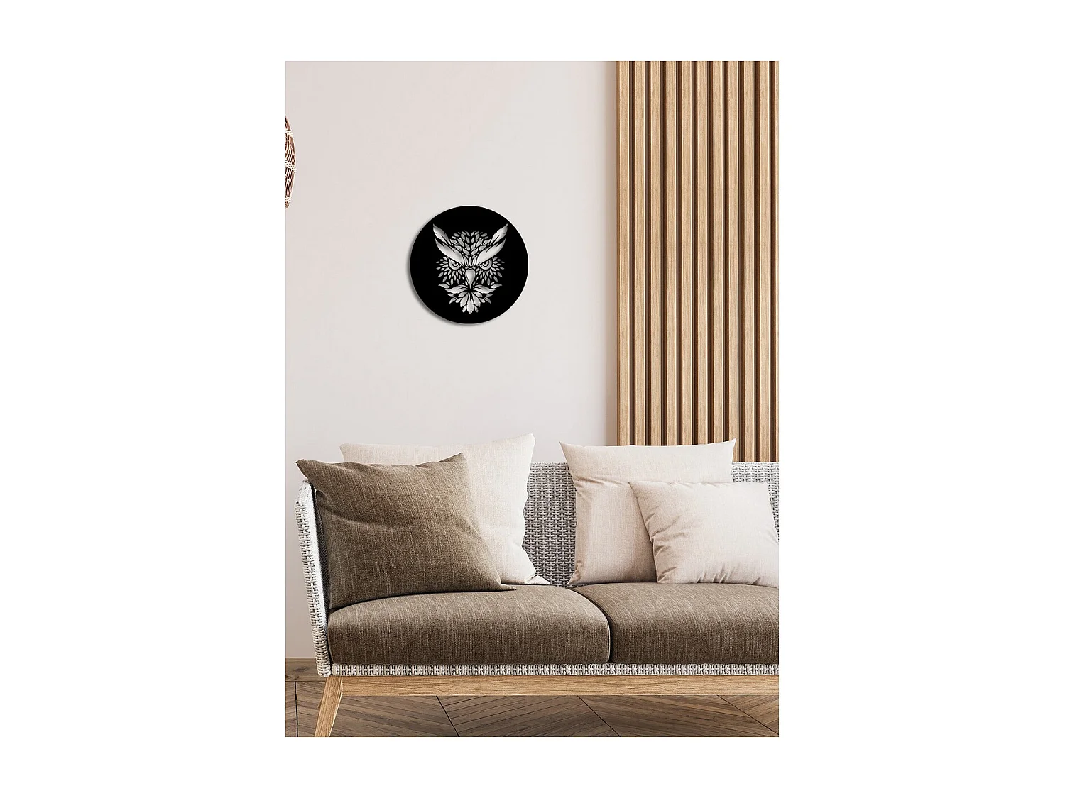 Decoración de Metal Búho 13, Negro, 40x0,15x40 cm cm, EPIKASA