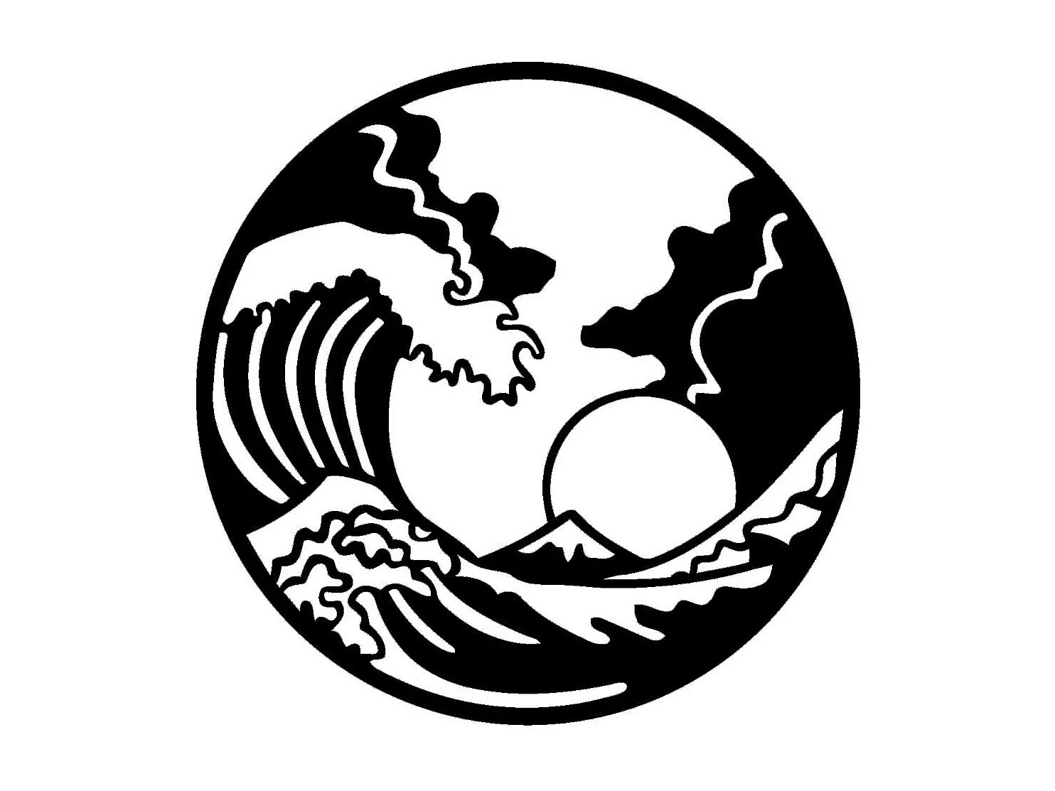 Decoración de Metal Ola 5, Negro, 50x0,15x50 cm, EPIKASA