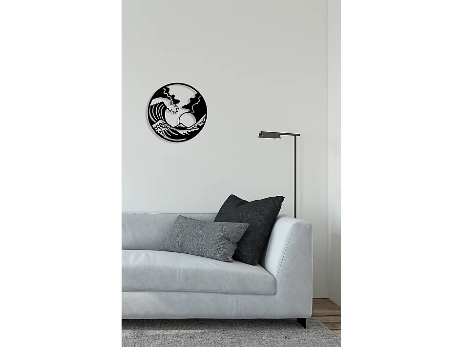 Decoración de Metal Ola 5, Negro, 50x0,15x50 cm, EPIKASA