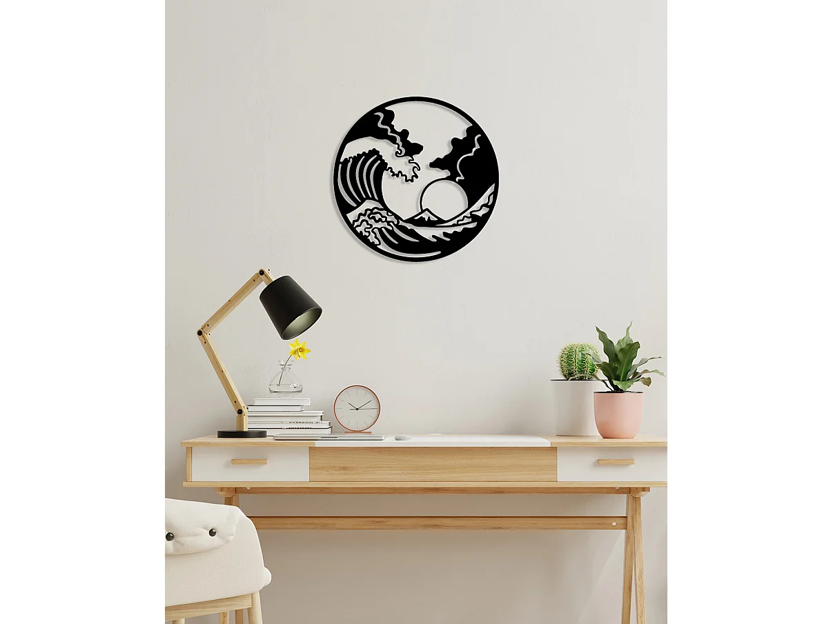 Decoración de Metal Ola 5, Negro, 50x0,15x50 cm, EPIKASA