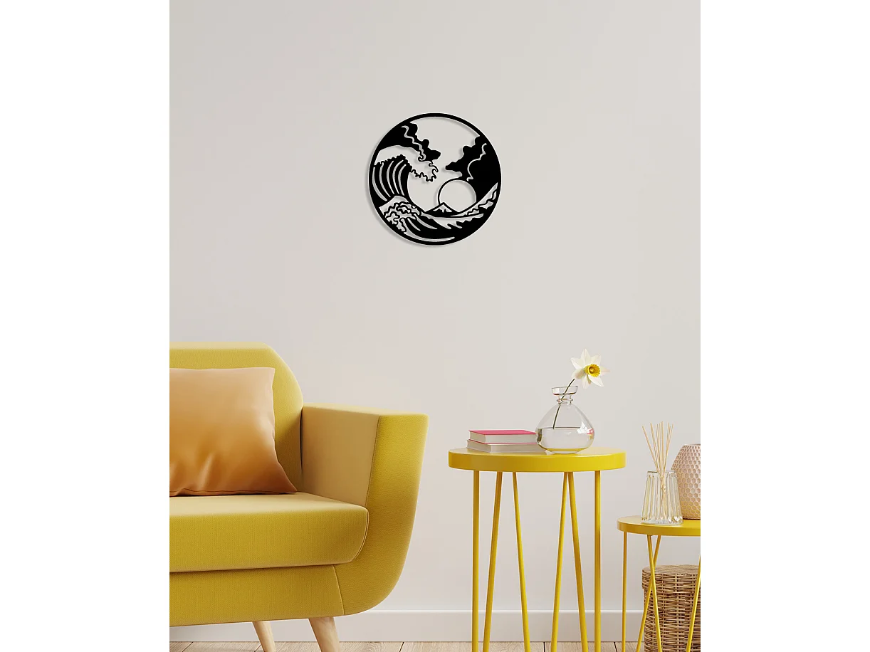 Decoración de Metal Ola 5, Negro, 50x0,15x50 cm, EPIKASA