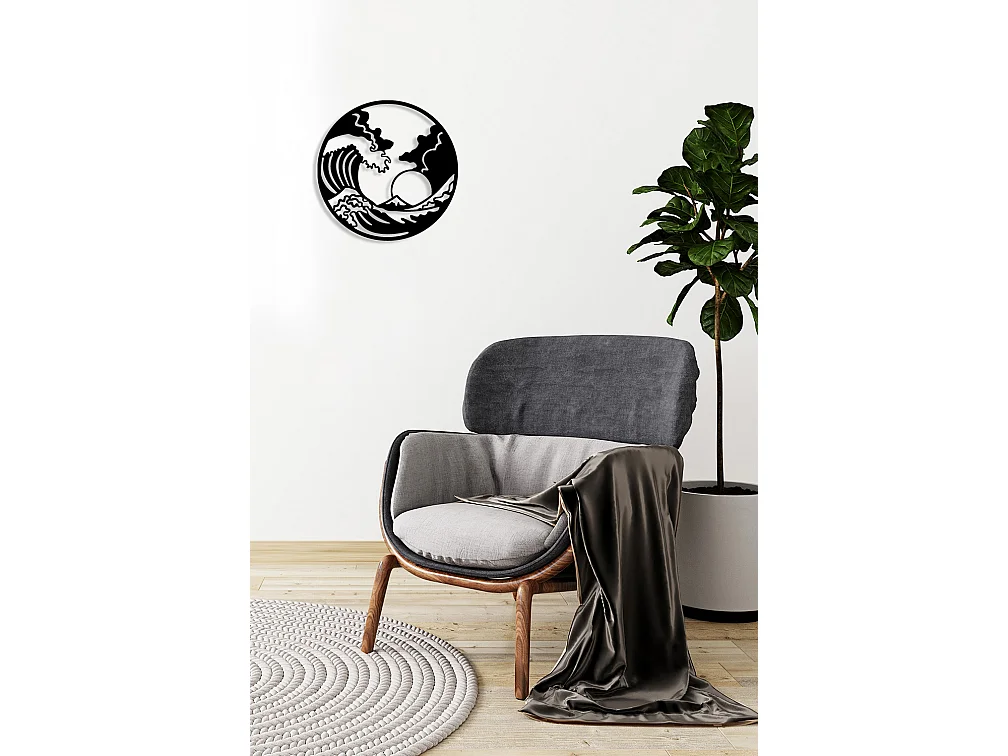 Decoración de Metal Ola 5, Negro, 50x0,15x50 cm, EPIKASA