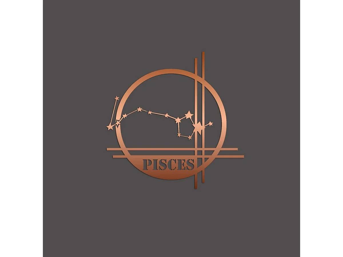 Dekoracja Metalowa Horoskop Ryb 10, Miedź, 40x0,15x40 cm cm, EPIKASA