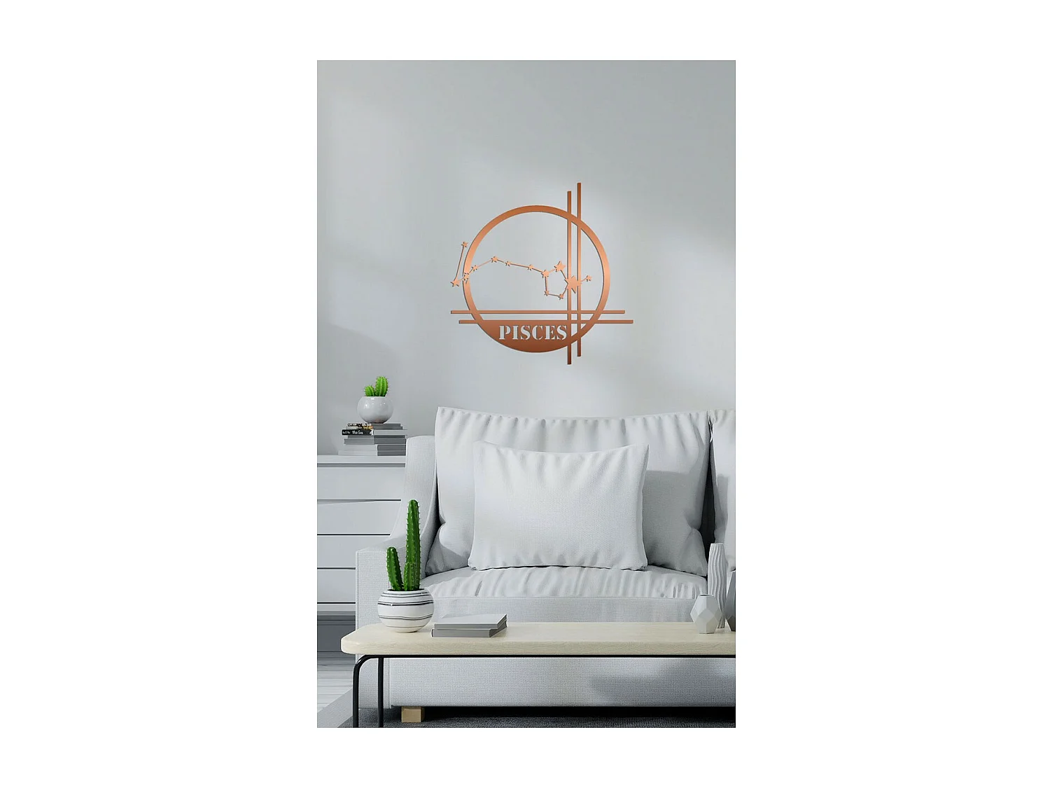 Dekoracja Metalowa Horoskop Ryb 10, Miedź, 40x0,15x40 cm cm, EPIKASA
