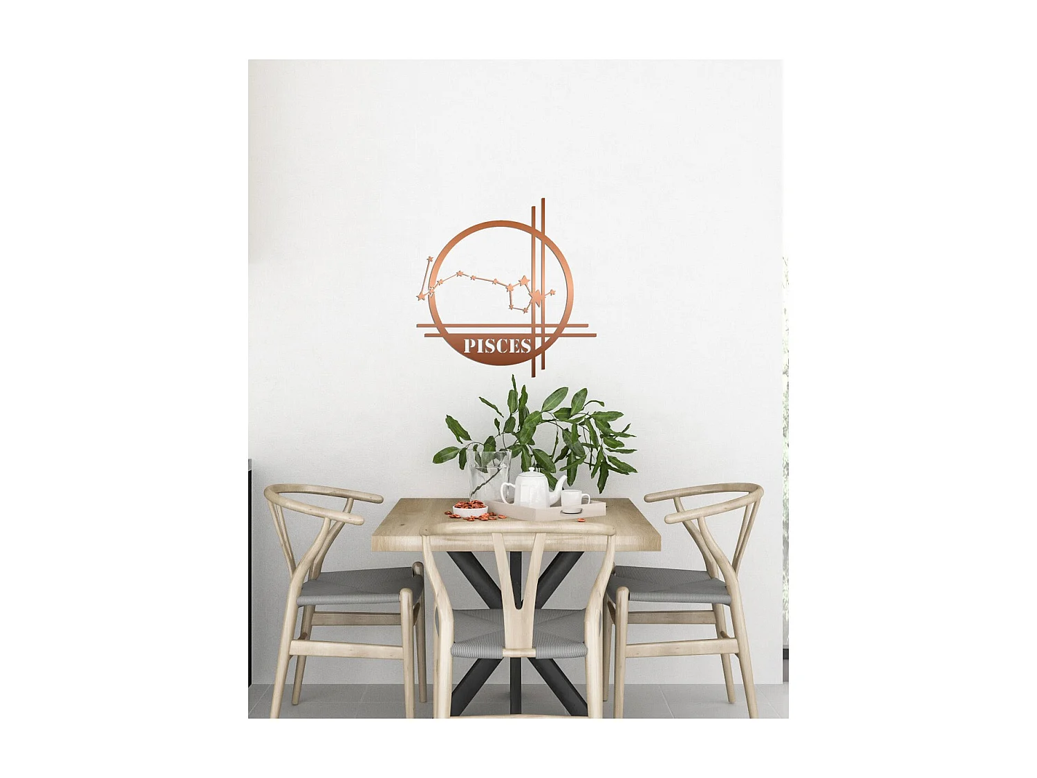 Dekoracja Metalowa Horoskop Ryb 10, Miedź, 40x0,15x40 cm cm, EPIKASA