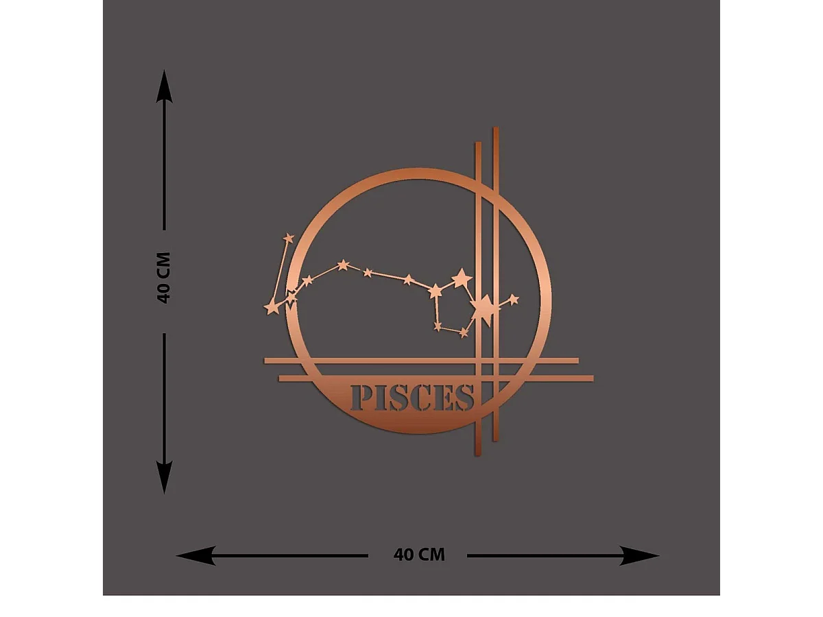 Dekoracja Metalowa Horoskop Ryb 10, Miedź, 40x0,15x40 cm cm, EPIKASA