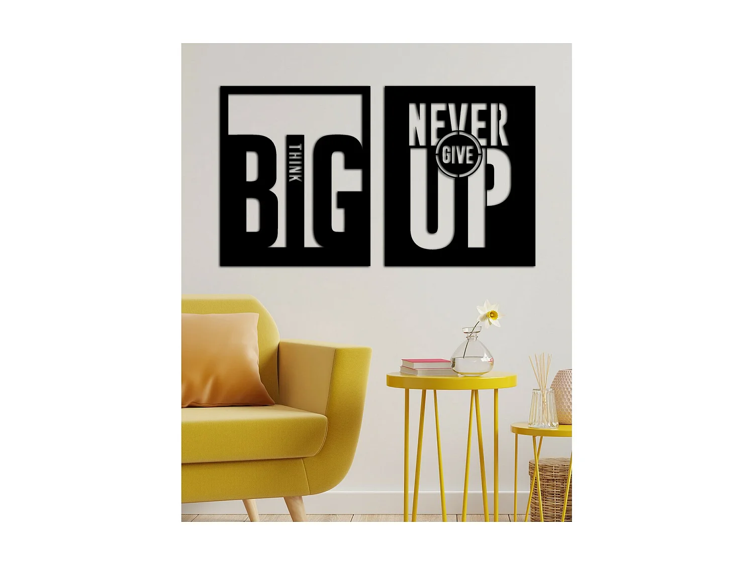 Decoração em Metal Think Big 4, Preto, 114x0,15x69 cm cm, EPIKASA