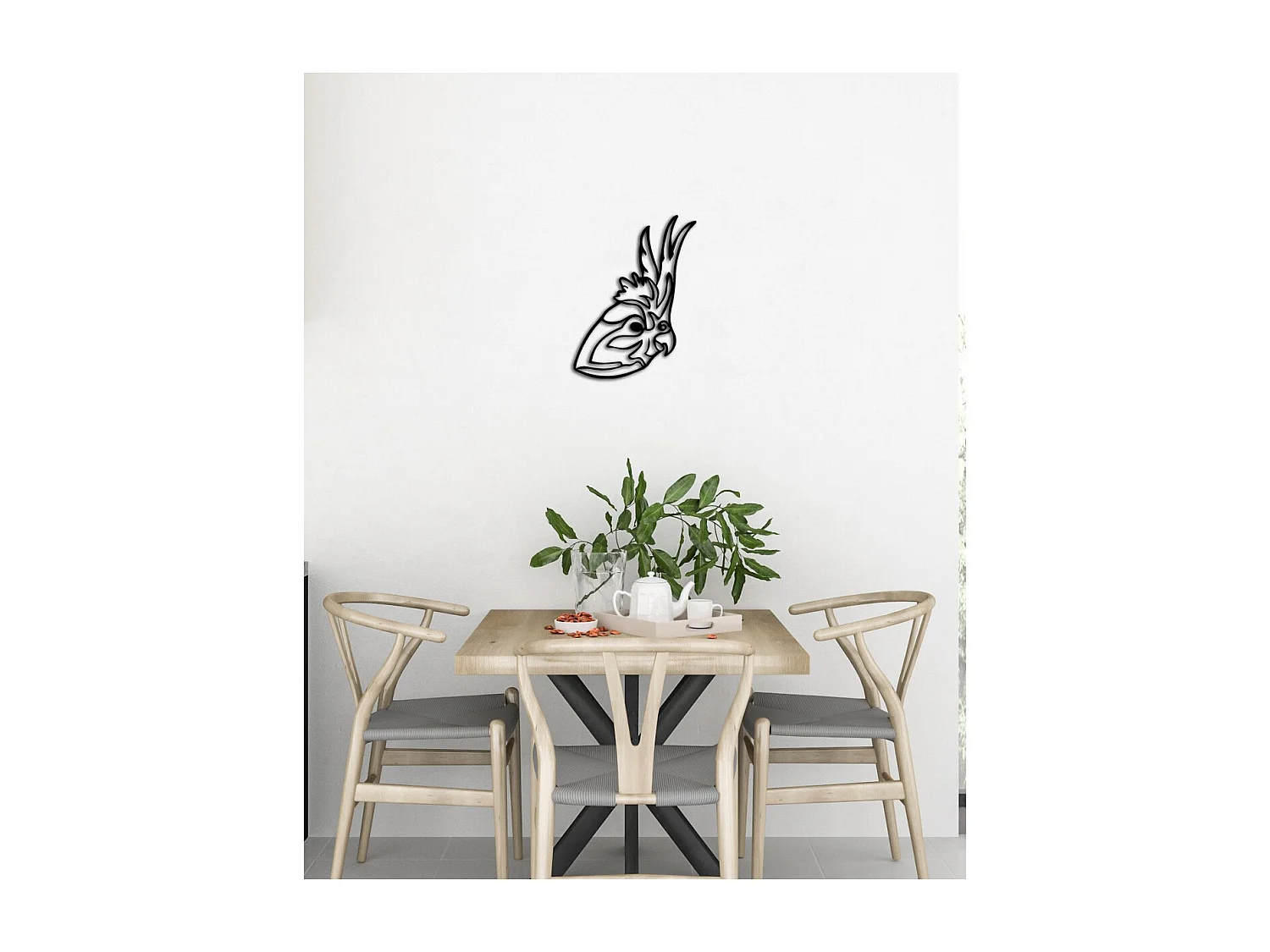 Metalen Decoratie Haan, Zwart, 30x0,15x40 cm, EPIKASA