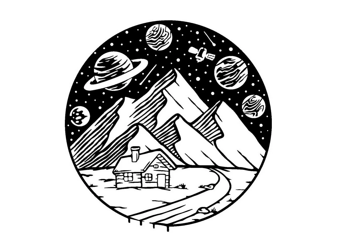 Decoração em Metal Montanha 8, Preto, 54x0,15x55 cm, EPIKASA