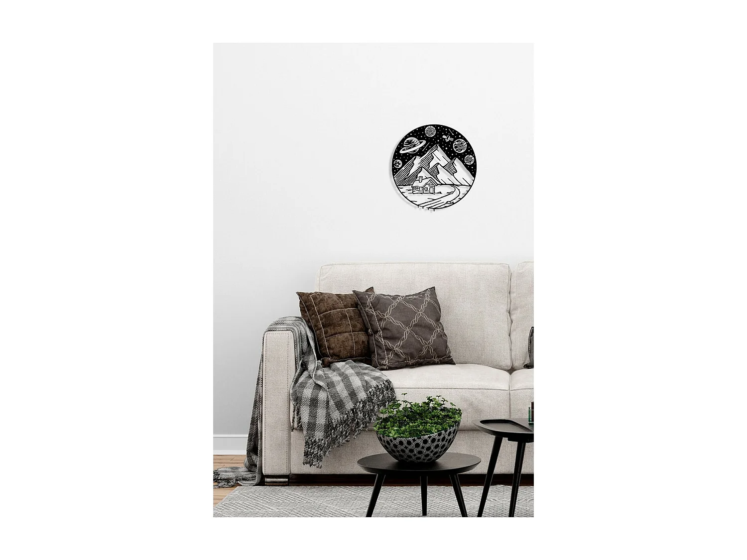 Decoração em Metal Montanha 8, Preto, 54x0,15x55 cm, EPIKASA