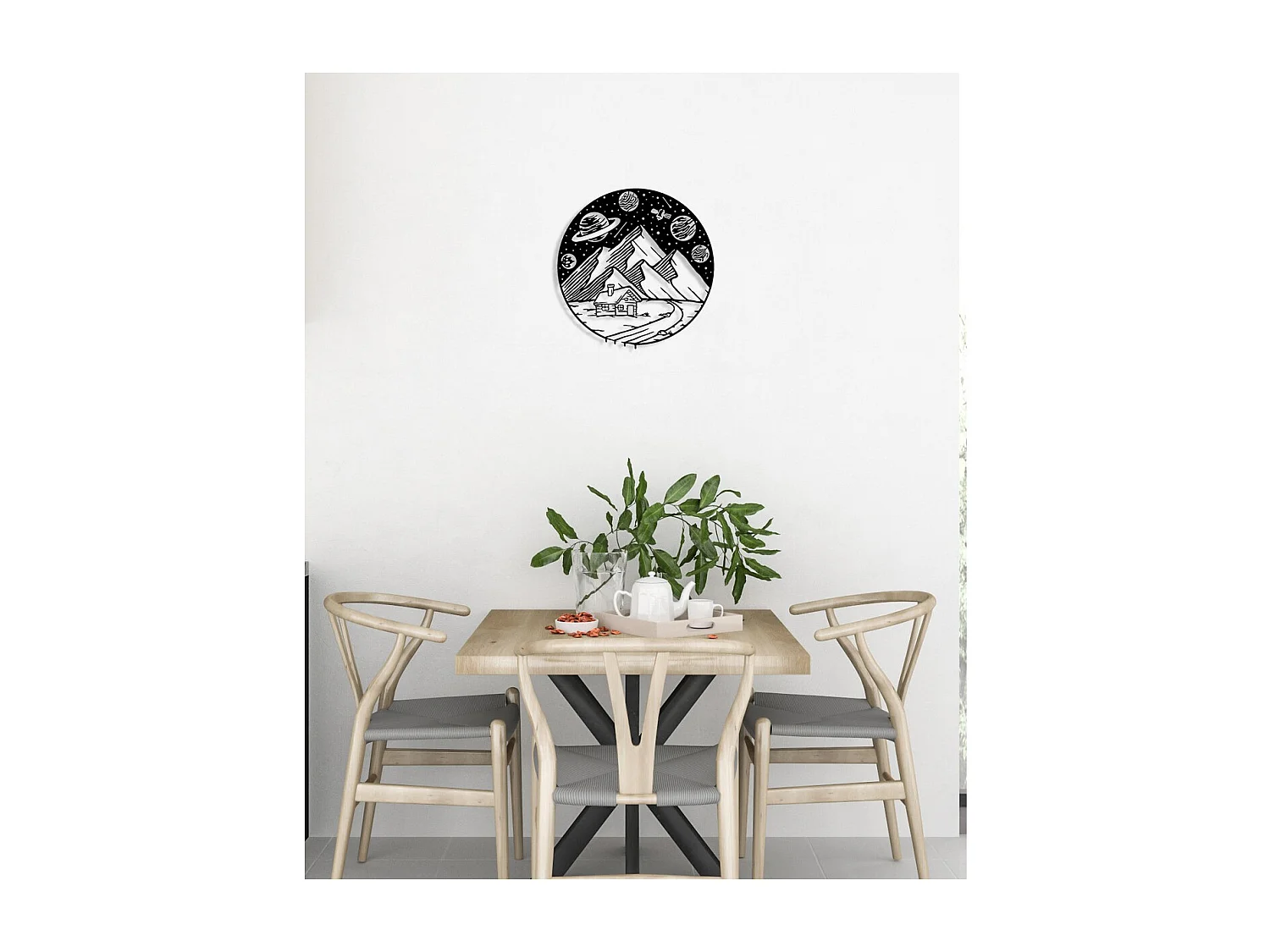 Decoração em Metal Montanha 8, Preto, 54x0,15x55 cm, EPIKASA