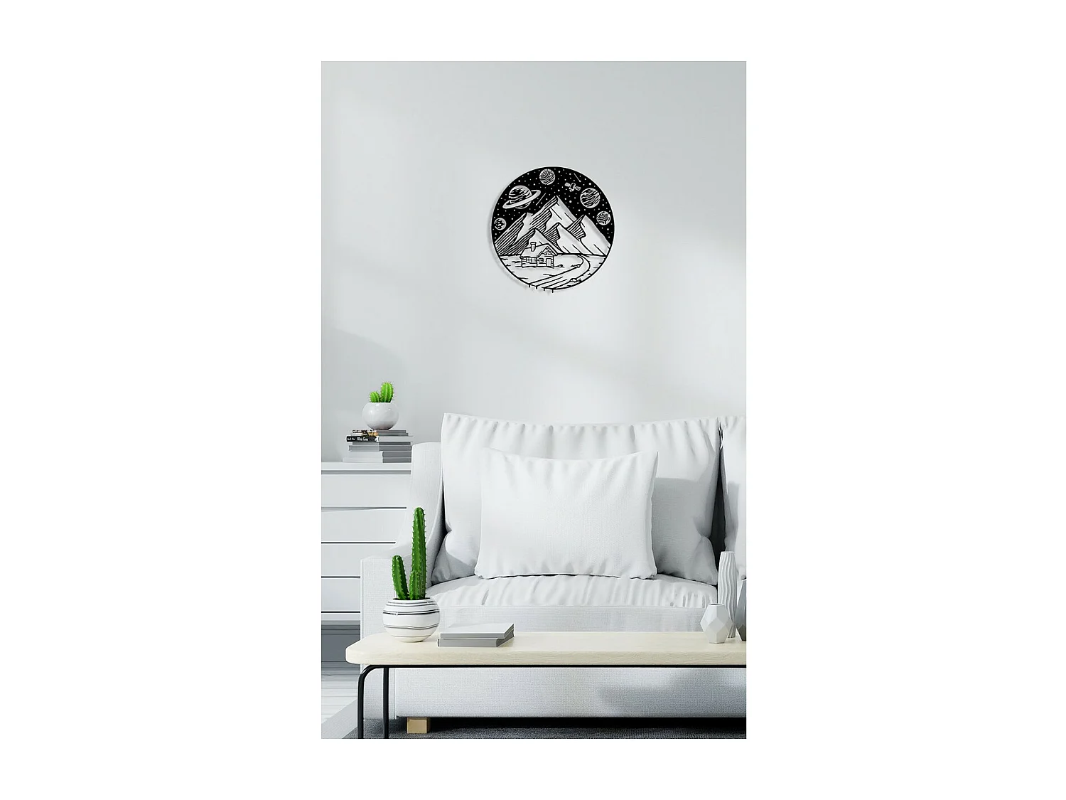 Decoração em Metal Montanha 8, Preto, 54x0,15x55 cm, EPIKASA