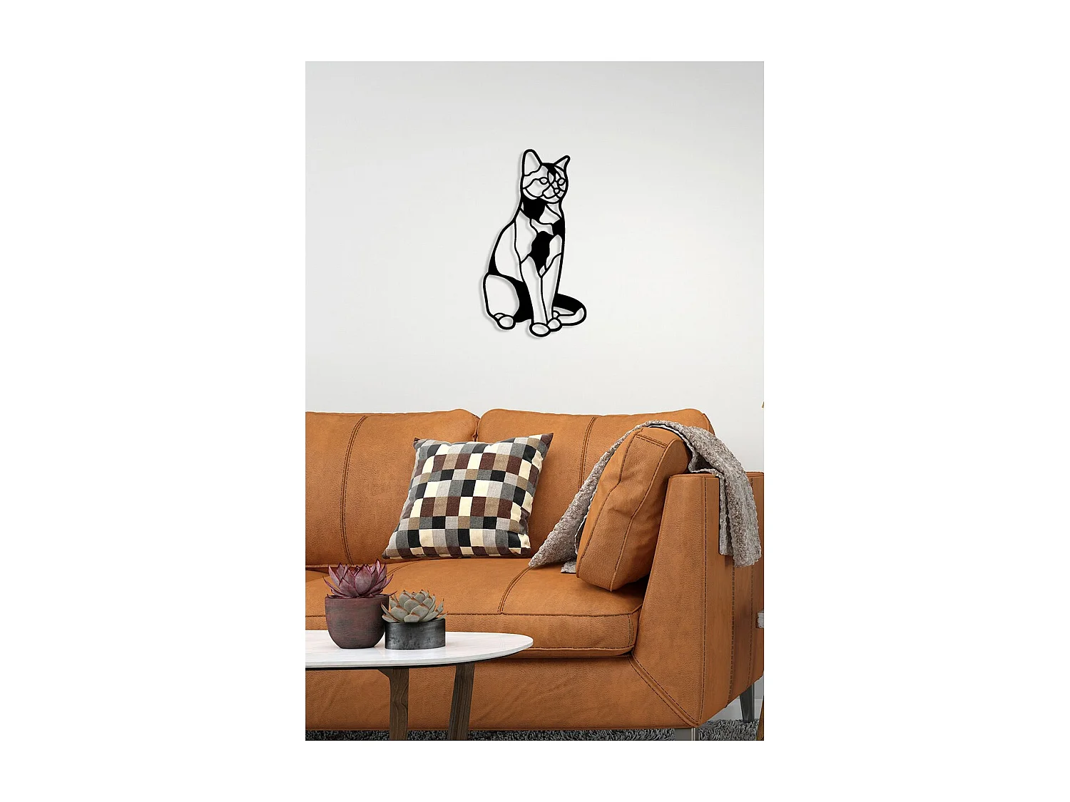 Dekoracja Metalowa Kot 48, Czarny, 33x0,15x60 cm, EPIKASA