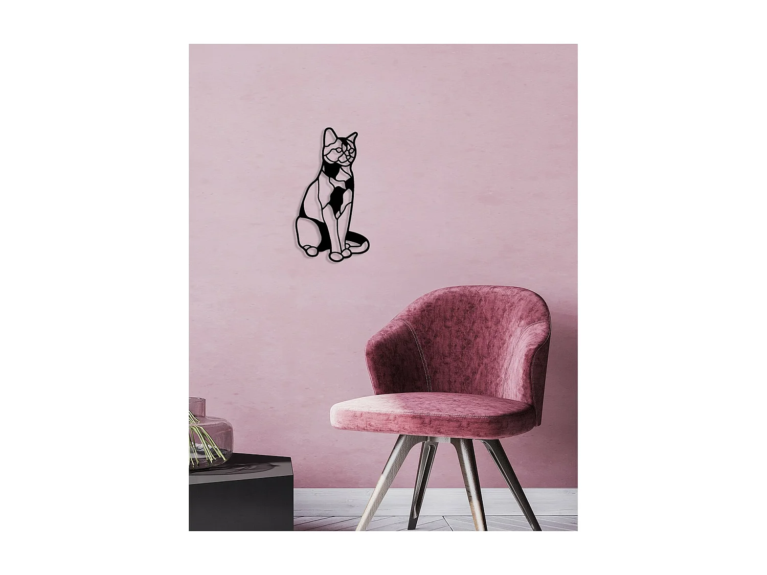 Dekoracja Metalowa Kot 48, Czarny, 33x0,15x60 cm, EPIKASA