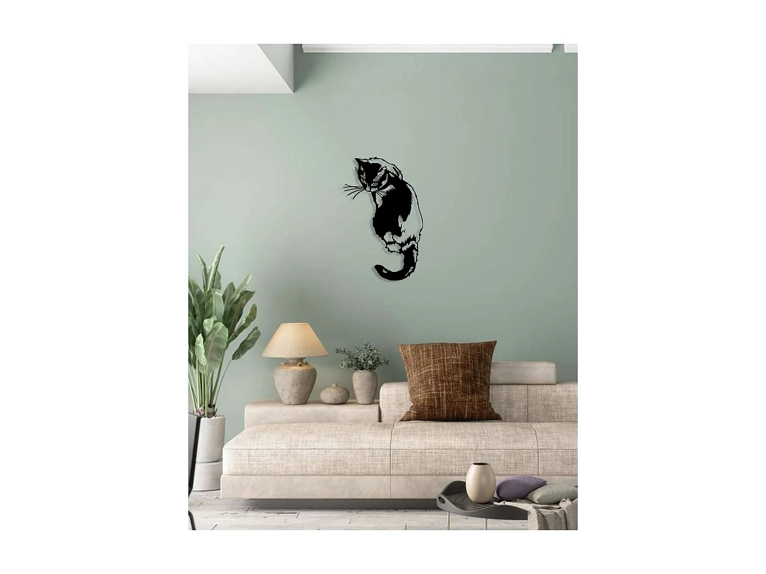 Decoração em Metal Gato 25, Preto, 39x0,15x60 cm, EPIKASA